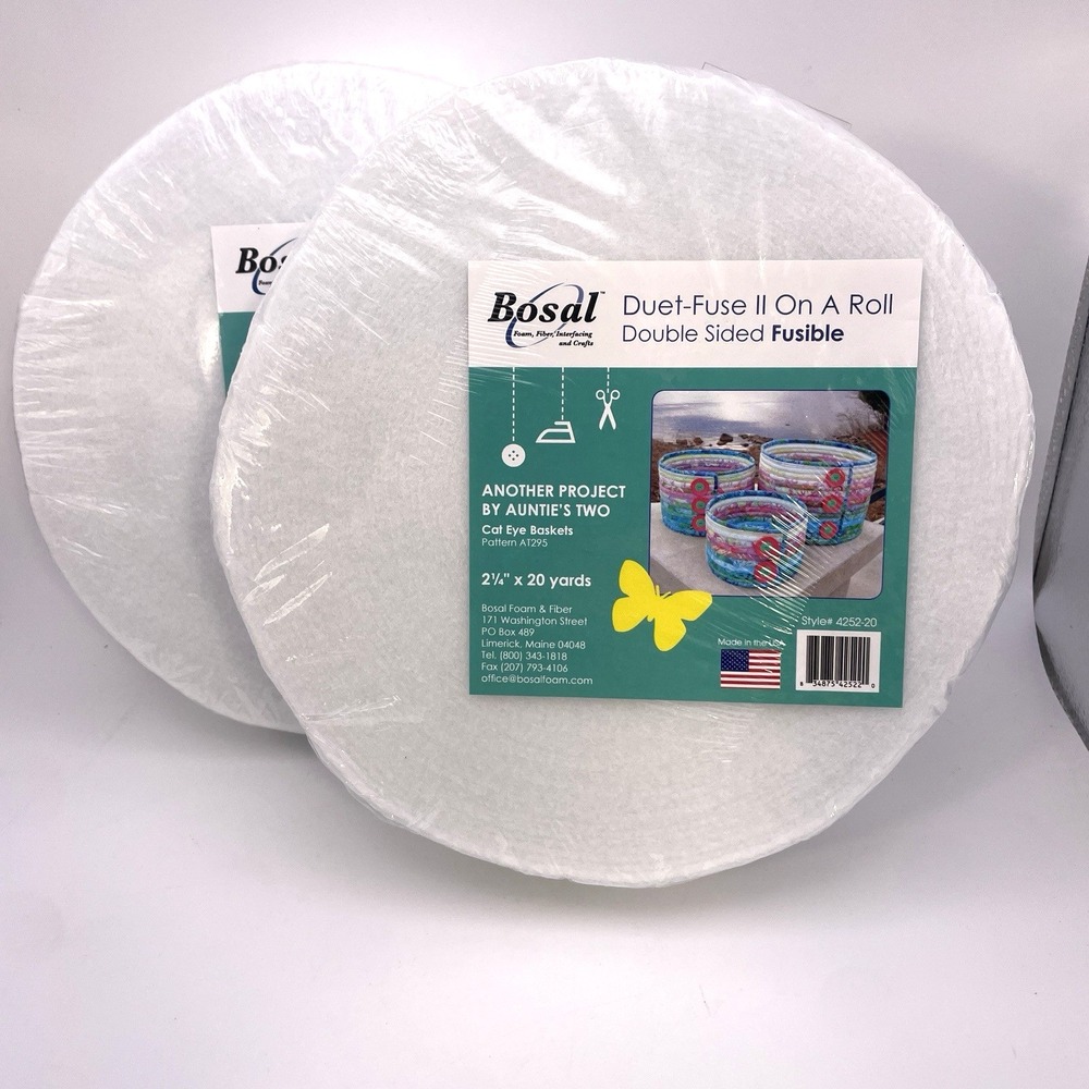 (2) Bosal Duet II Double Sided‎ Fusible Interfacing Batting on a Roll 2.25"X20yd